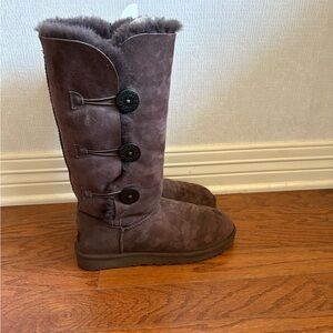 UGG Dark Brown Fur-Lined Boots